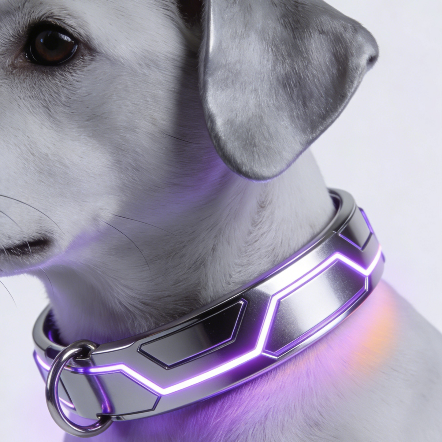 HexaGlow Cyber LED Dog Collar – Purple Neon Tech Collar