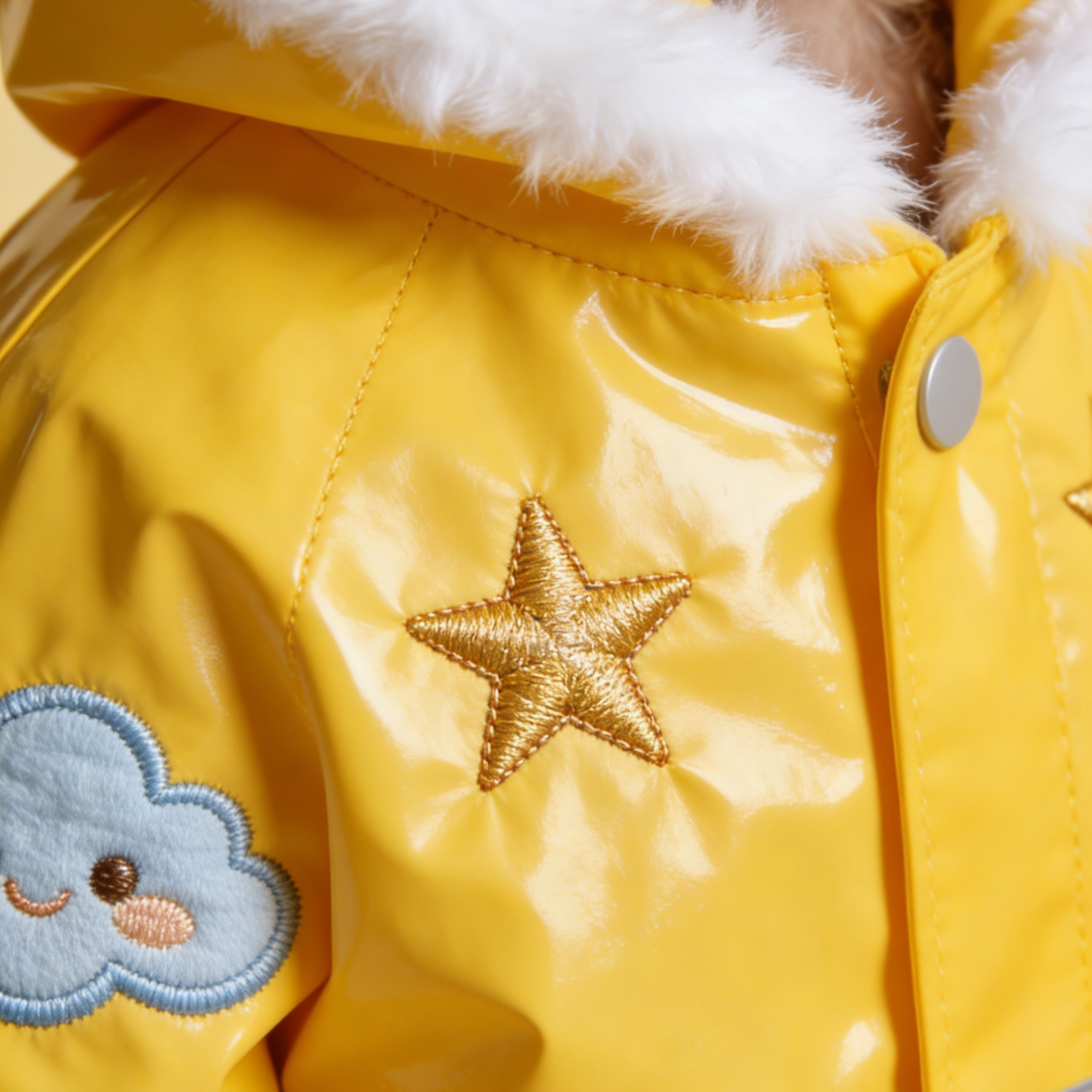 Angel Wings Fleece-Lined Dog Raincoat - Yellow Waterproof Jumpsuit with Reflective Tape for Small/Medium Dogs