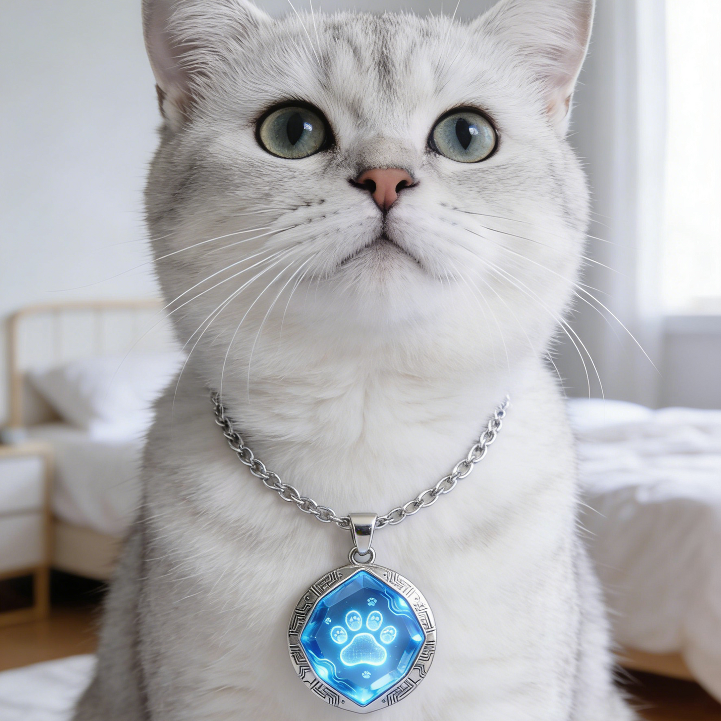 Arcane Paw Glow Pendant Cat Collar – Futuristic LED Pet Necklace