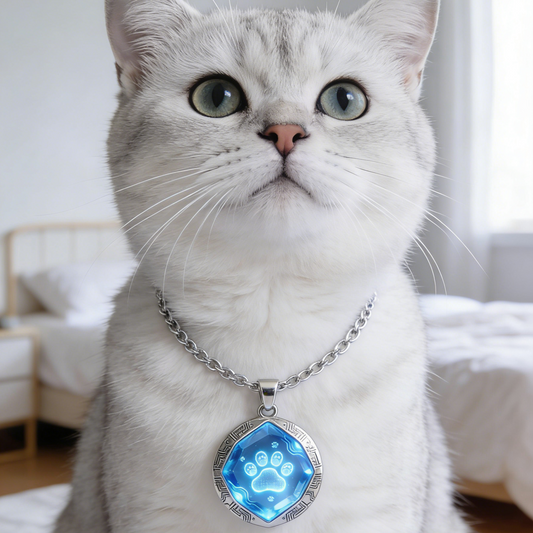Arcane Paw Glow Pendant Cat Collar – Futuristic LED Pet Necklace