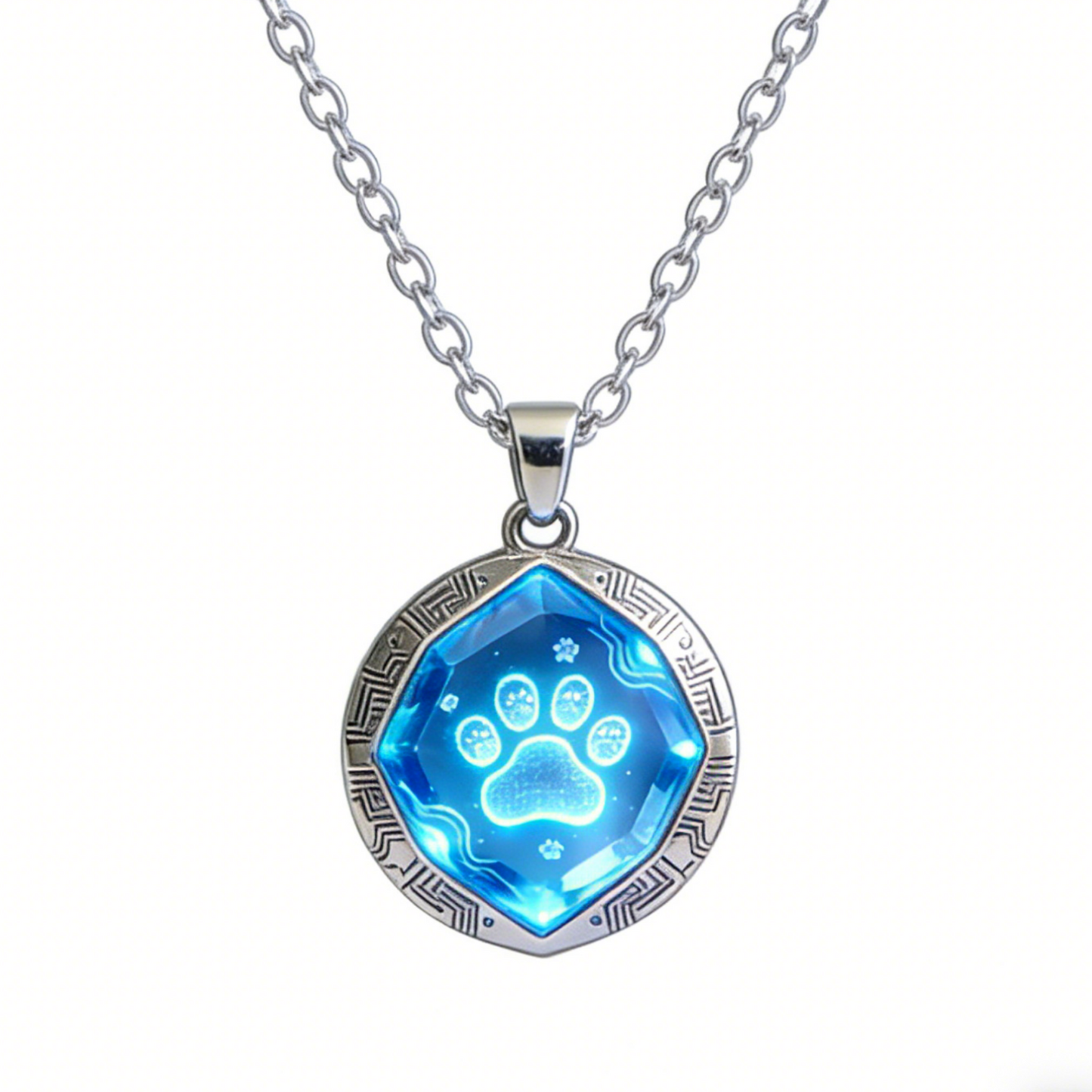 Arcane Paw Glow Pendant Cat Collar – Futuristic LED Pet Necklace