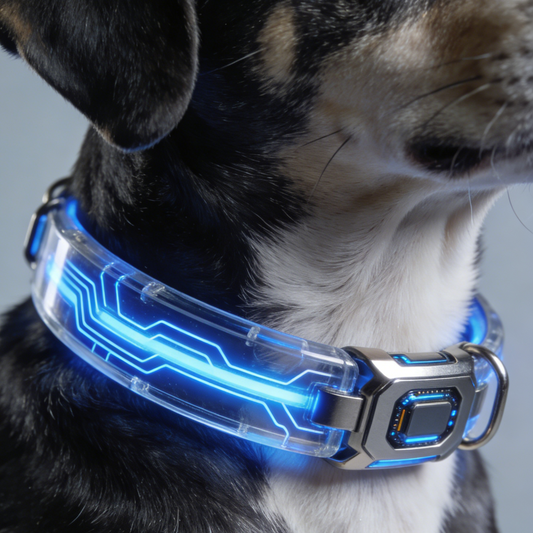 Neon Circuit LED Dog Collar – Transparent Cyberpunk Tech Collar