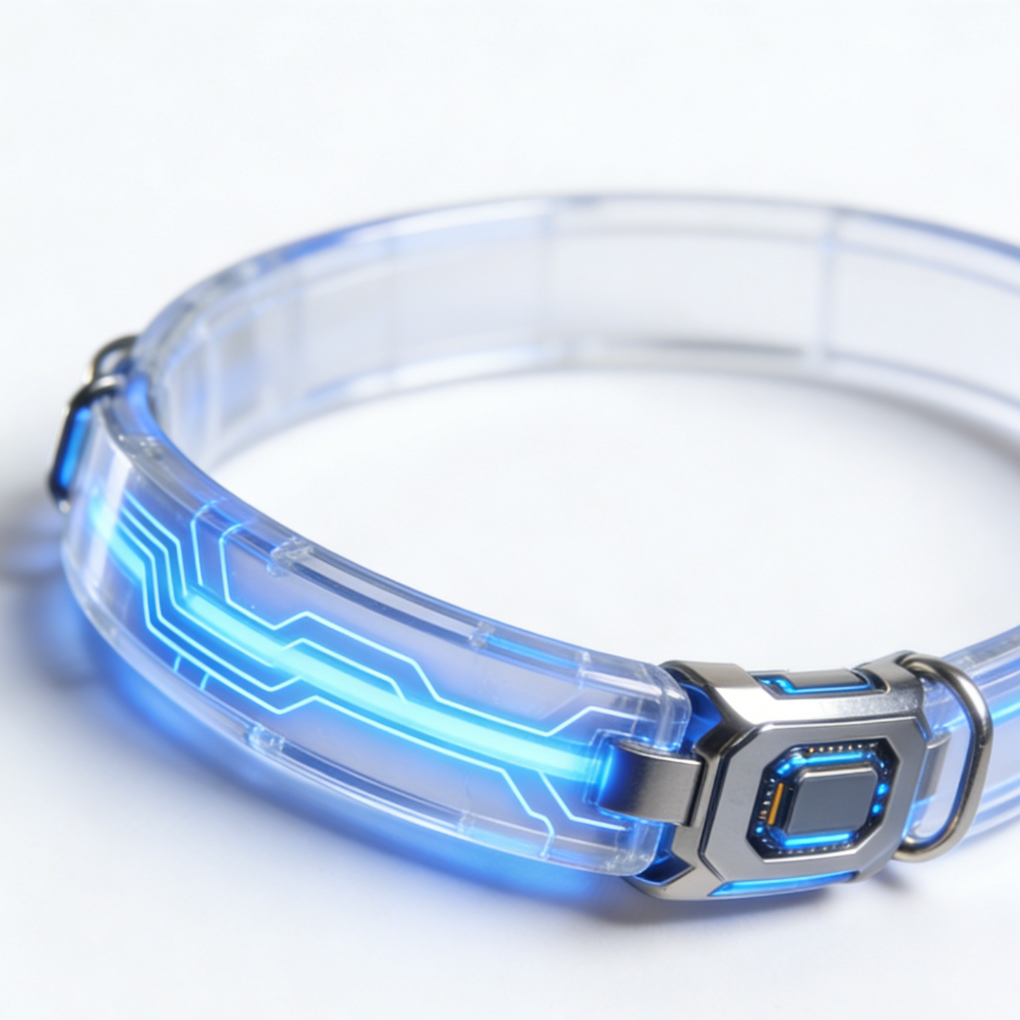 Neon Circuit LED Dog Collar – Transparent Cyberpunk Tech Collar