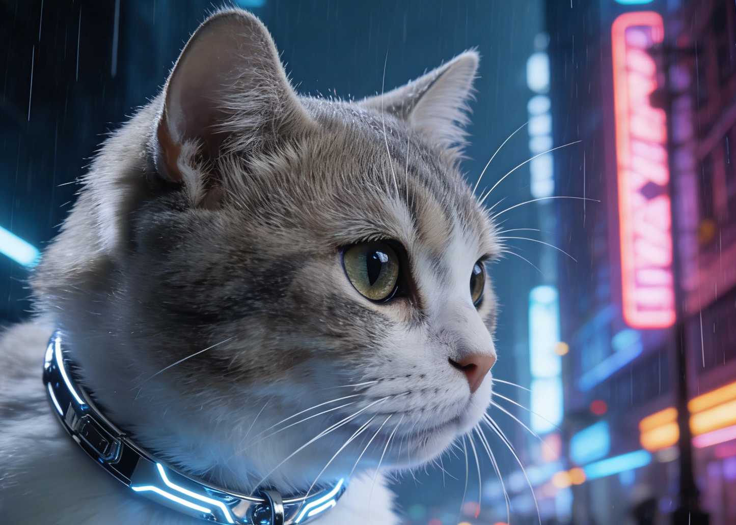 CyberKitten Armor LED Cat Collar – Illuminated Tech Pendant