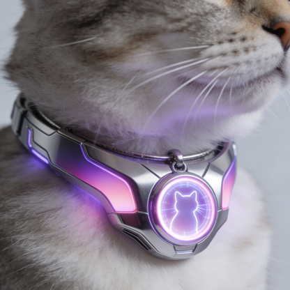 AuraCat LED Collar | Futuristic Purple Glow Cat Accessory