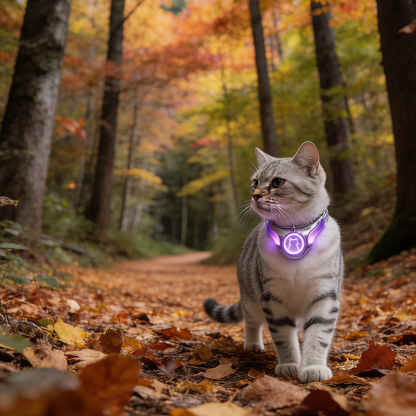AuraCat LED Collar | Futuristic Purple Glow Cat Accessory