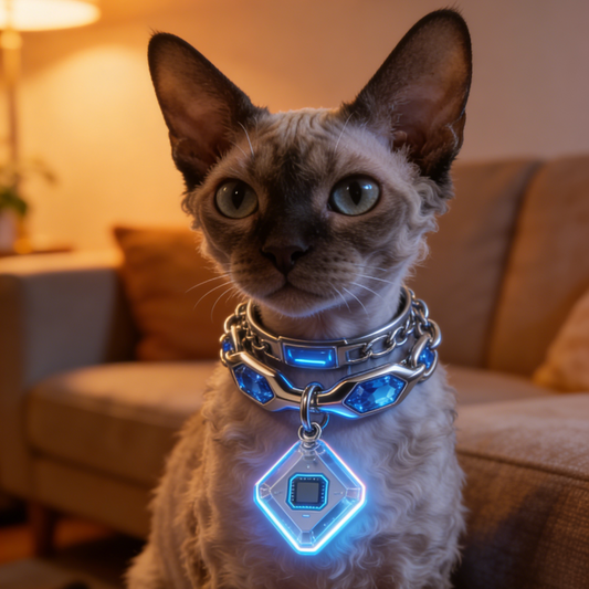 Futuristic CyberCat Collar – Illuminated Smart Pendant Collar for Stylish Felines
