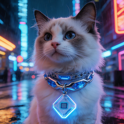 Futuristic CyberCat Collar – Illuminated Smart Pendant Collar for Stylish Felines