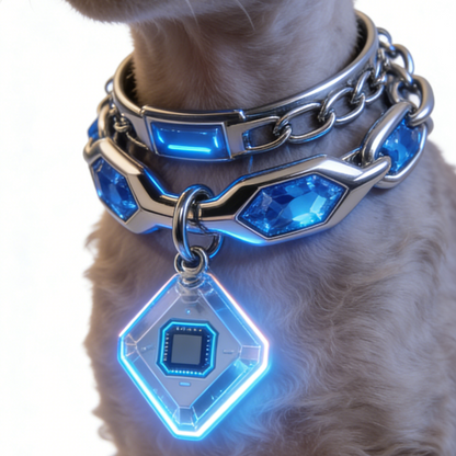Futuristic CyberCat Collar – Illuminated Smart Pendant Collar for Stylish Felines